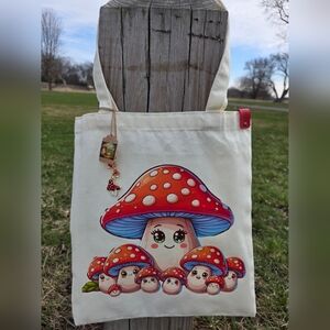 Mooshie Totes+ Keychain Mushroom Tote Bag 13x15 NWT